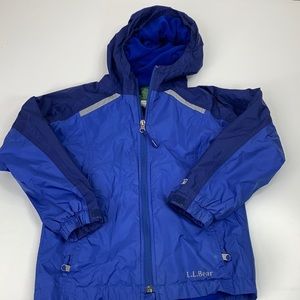 LL Bean Boys Lightweight Fleece Lined Full Zip Jacket Windbreaker Blue Size Med.